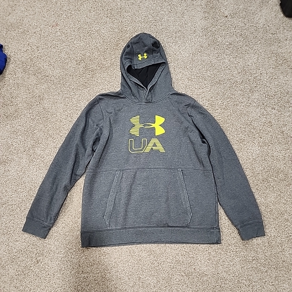 Under Armour Mens 2XL Gray Fitted Pullover Hoodie With Front Pocket